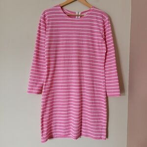 Sail to Sable Lightweight Pink and White Nautical Stripe Cover-up Dress Size M